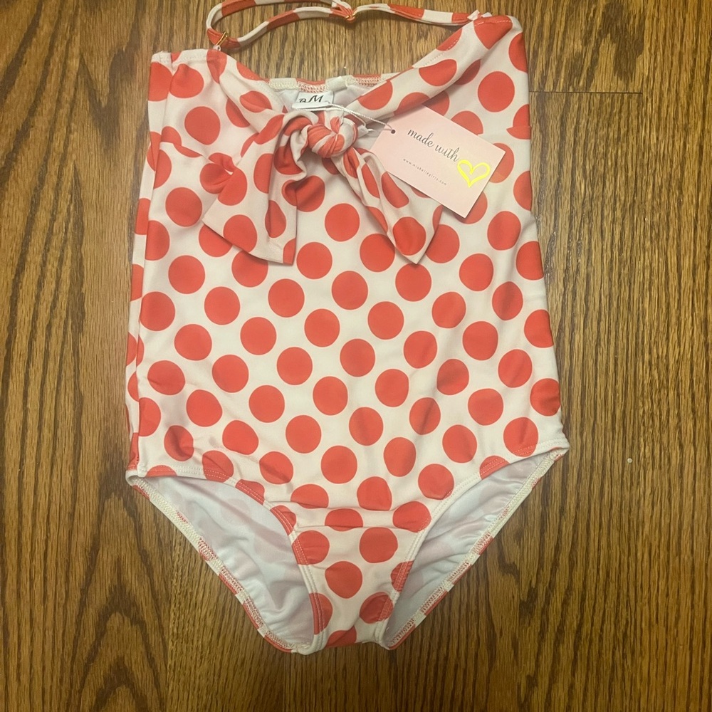 Kids Red Polka Dot One Piece Swimsuit